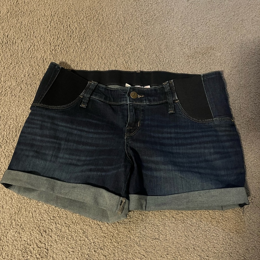 Denim maternity shorts